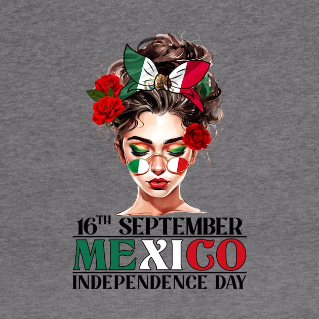 Messy Bun Mexican Flag Independence Day by antrazdixonlda